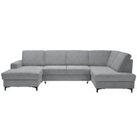 WOHNLANDSCHAFT Silberfarben Webstoff  - Silberfarben/Schwarz, KONVENTIONELL, Textil/Metall (167/317/185cm) - Stylife
