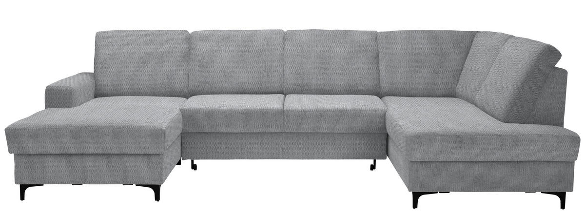 WOHNLANDSCHAFT Silberfarben Webstoff  - Silberfarben/Schwarz, KONVENTIONELL, Textil/Metall (167/317/185cm) - Stylife