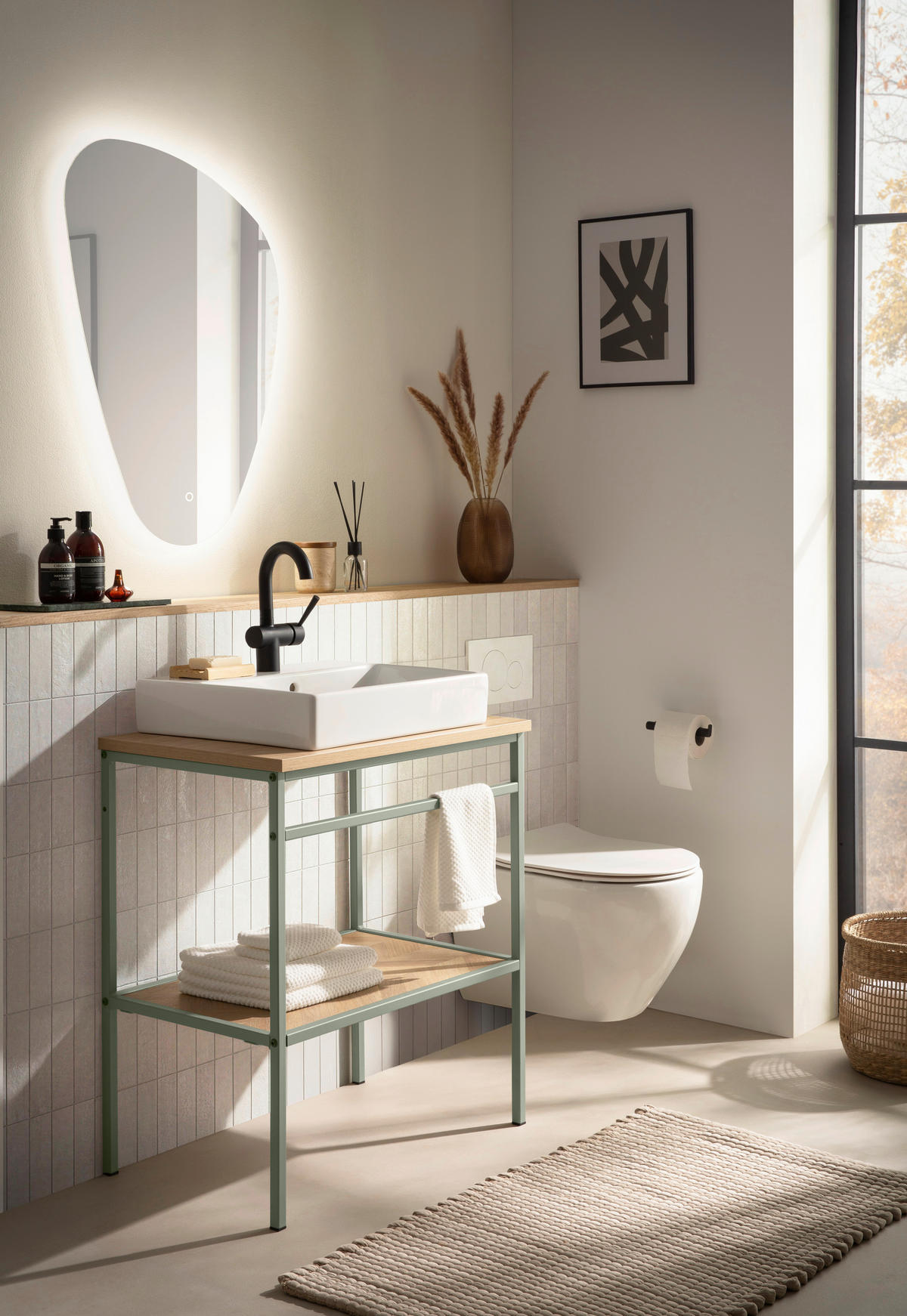 WASCHTISCHKOMBI 70 cm  - Eichefarben/Weiß, KONVENTIONELL, Keramik/Holzwerkstoff (70cm)