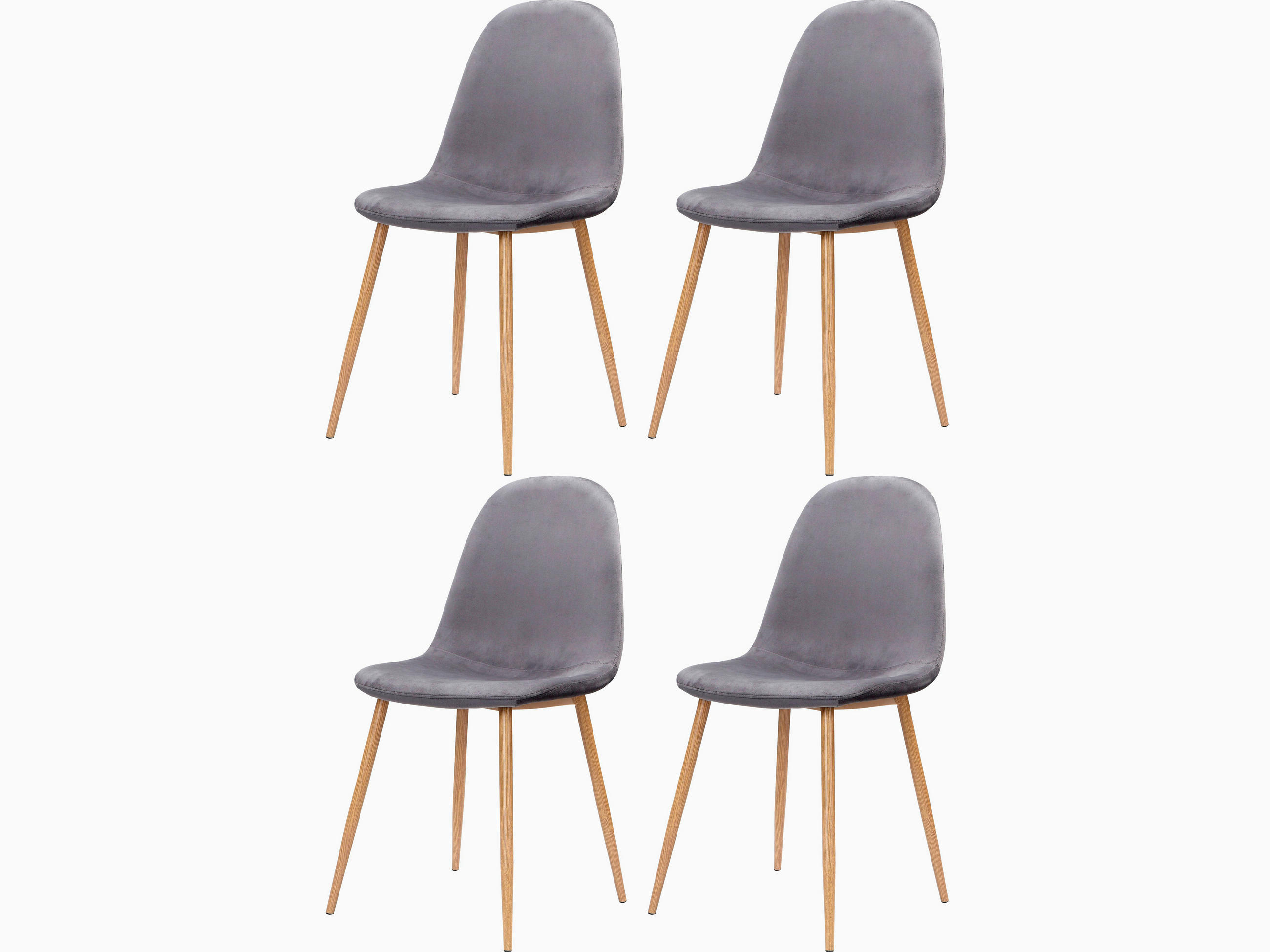 STUHL-SET Velours Anthrazit, Eichefarben  - Eichefarben/Anthrazit, Design, Textil/Metall (44/87/51cm) - MID.YOU