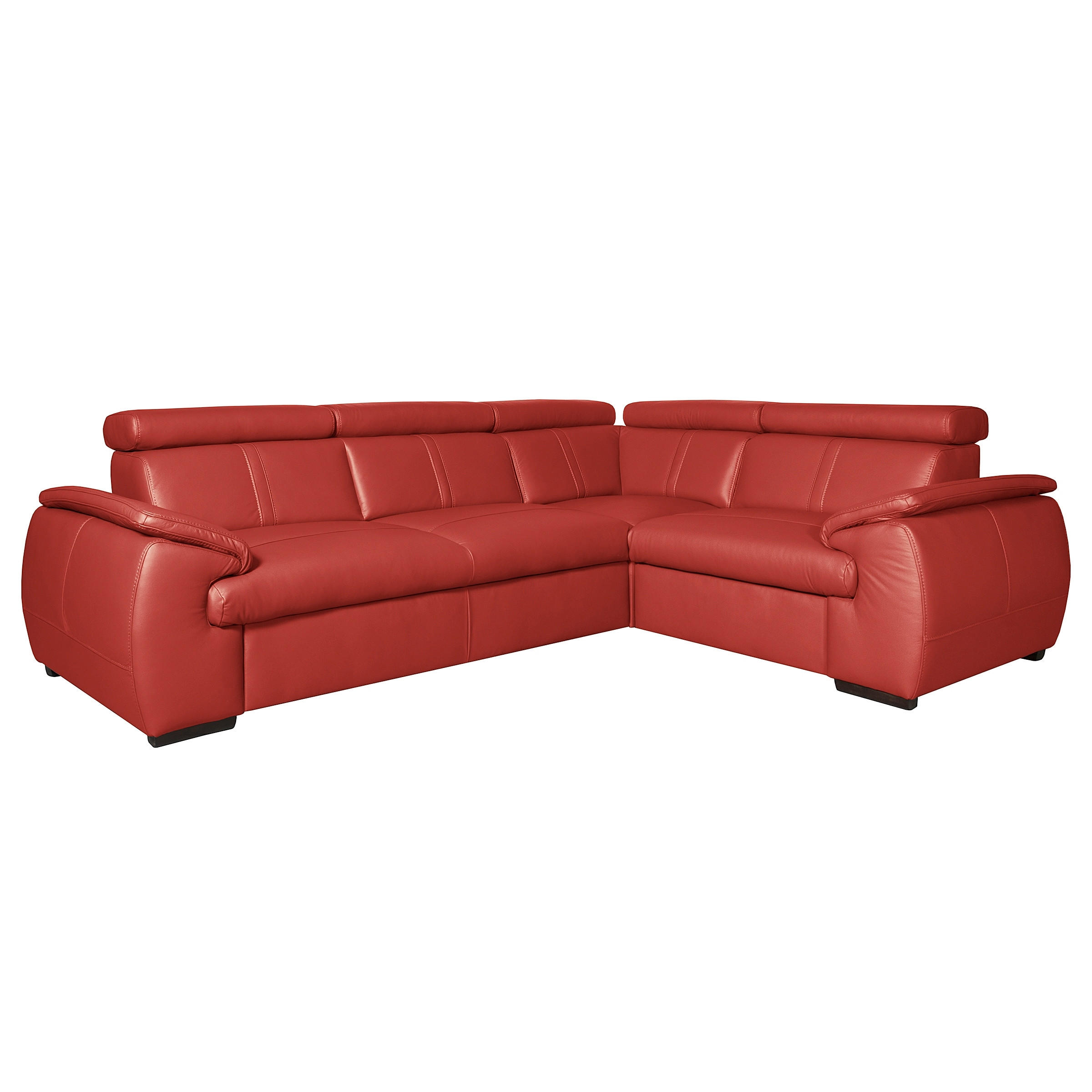 ECKSOFA  in Echtleder Rot Rücken echt, Kopfteilverstellung  265/193 cm  - Wengefarben/Rot, Design, Leder/Holz (265/193cm) - Livetastic