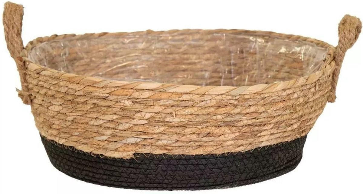 KOŠARA ZA OBEŠANJE NA POLICO - črna/krem barve, Basics, naravni materiali (40/14cm)