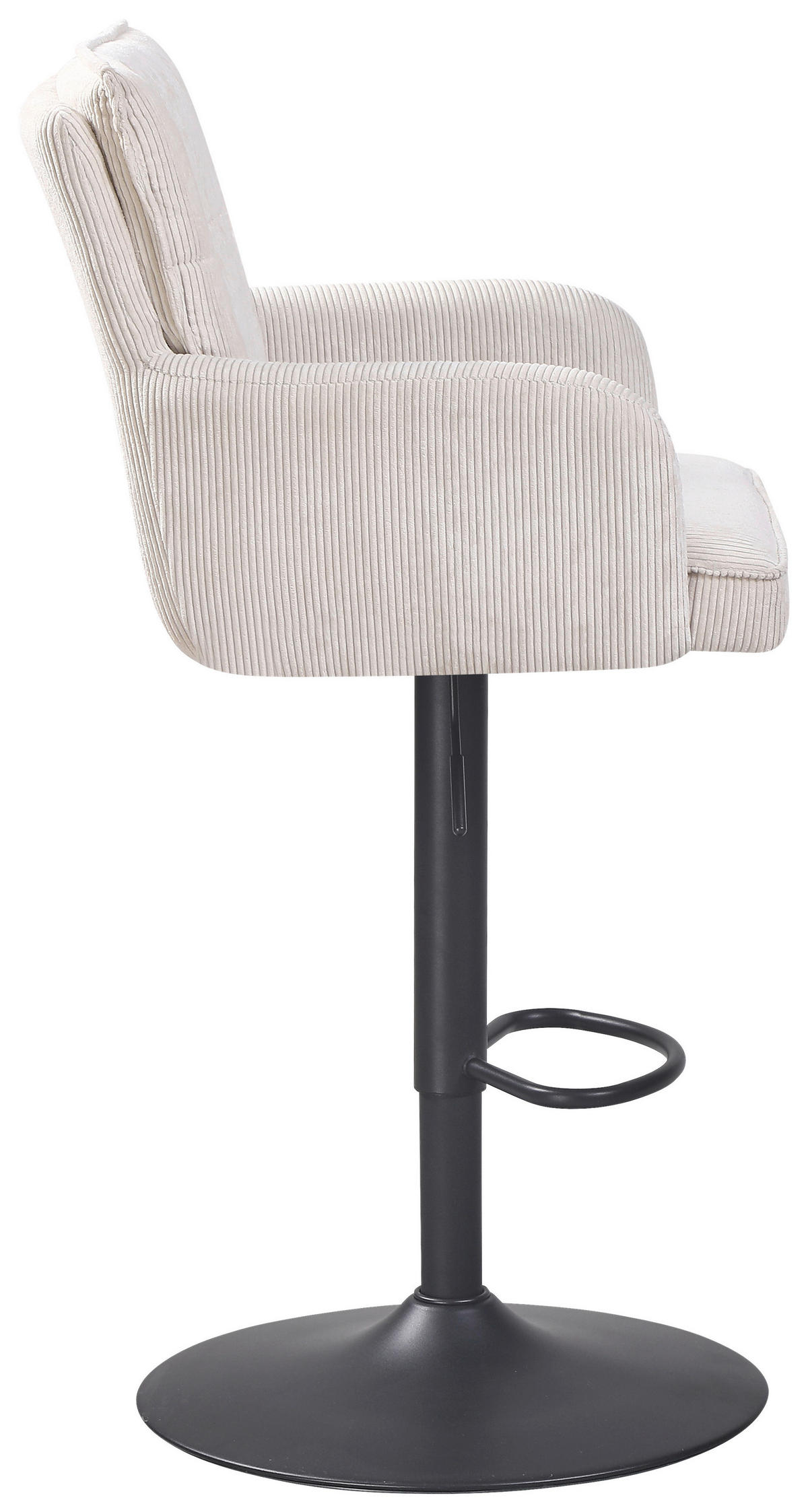 BARHOCKER Cord Schwarz, Beige Eisen Sitzfläche 360° drehbar  - Beige/Schwarz, KONVENTIONELL, Textil/Metall (57/100-121/57cm) - MID.YOU
