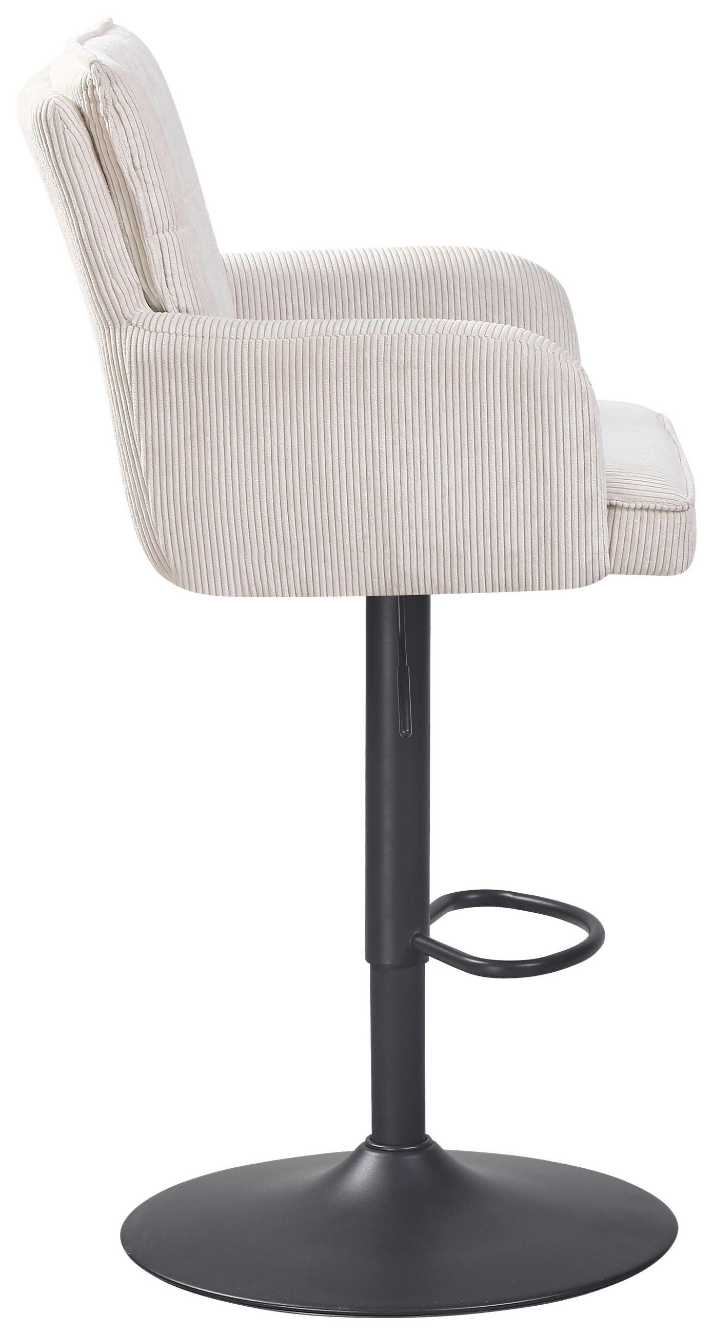 Thumbnail - Mid.you Barhocker, Schwarz, Beige, Metall, Textil, rund, 57x100-121x57 cm, Sitzfläche 360° drehbar, Stühle
