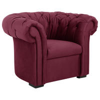 CHESTERFIELD-SESSEL Velours Rot  - Rot/Schwarz, Design, Holz/Textil (114/78/91cm) - MID.YOU