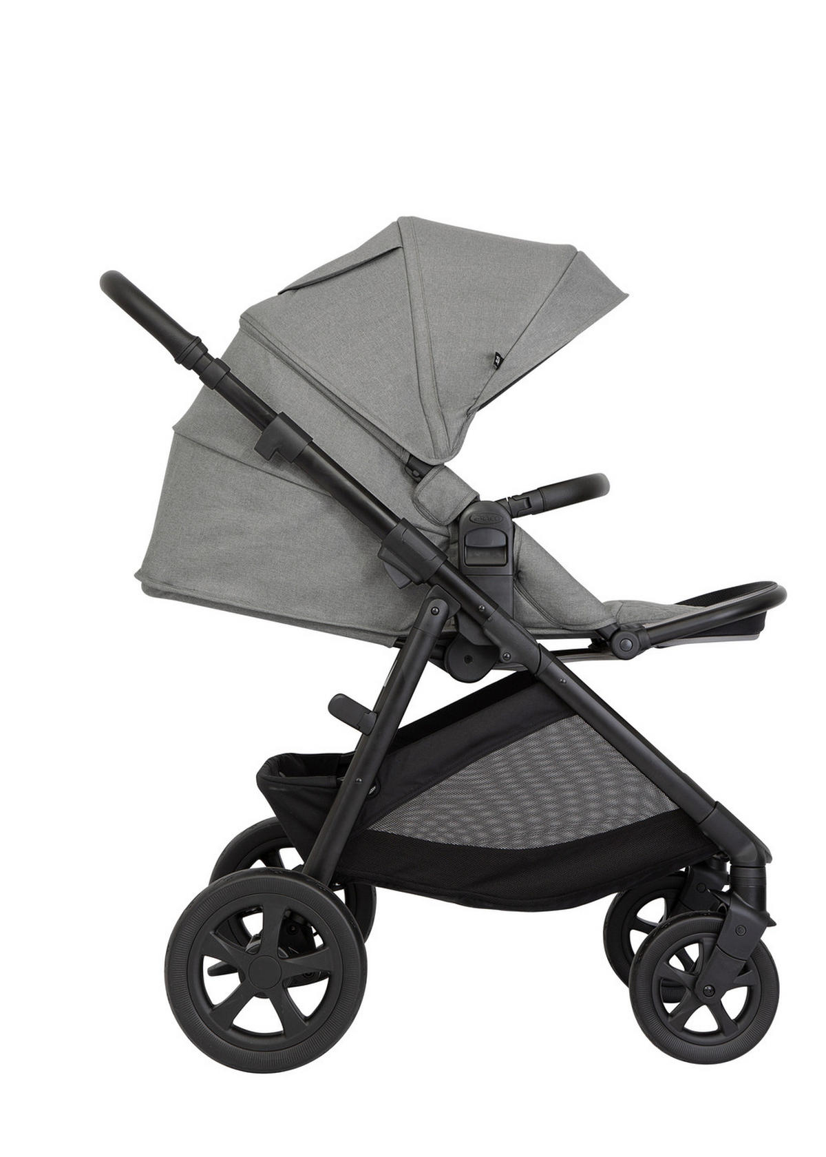 KINDERWAGENSET  Near2Me 3in1  Ash  - Schwarz/Grau, Basics, Kunststoff/Metall (62,7/120/95cm) - Graco