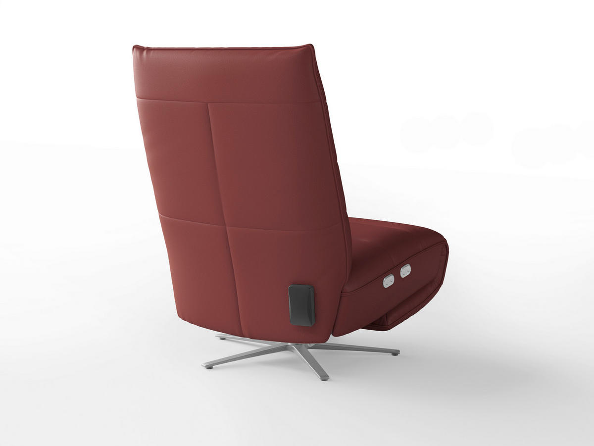 RELAXSESSEL Leder Rotbraun  - Rotbraun/Silberfarben, Basics, Leder/Metall (80/109/98cm) - Sit & More