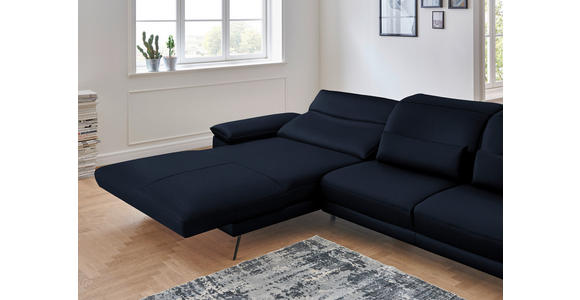 ECKSOFA in Echtleder Dunkelblau  - Schwarz/Dunkelblau, Design, Leder/Metall (193/328cm) - Dieter Knoll