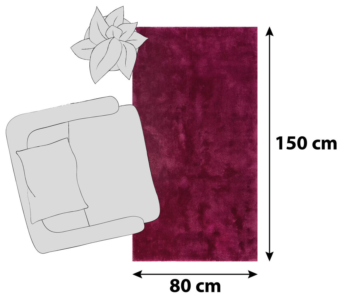 HOCHFLORTEPPICH 80/150 cm Relaxx Violett, Weinrot  - Violett/Weinrot, Basics, Textil (80/150cm) - Esprit