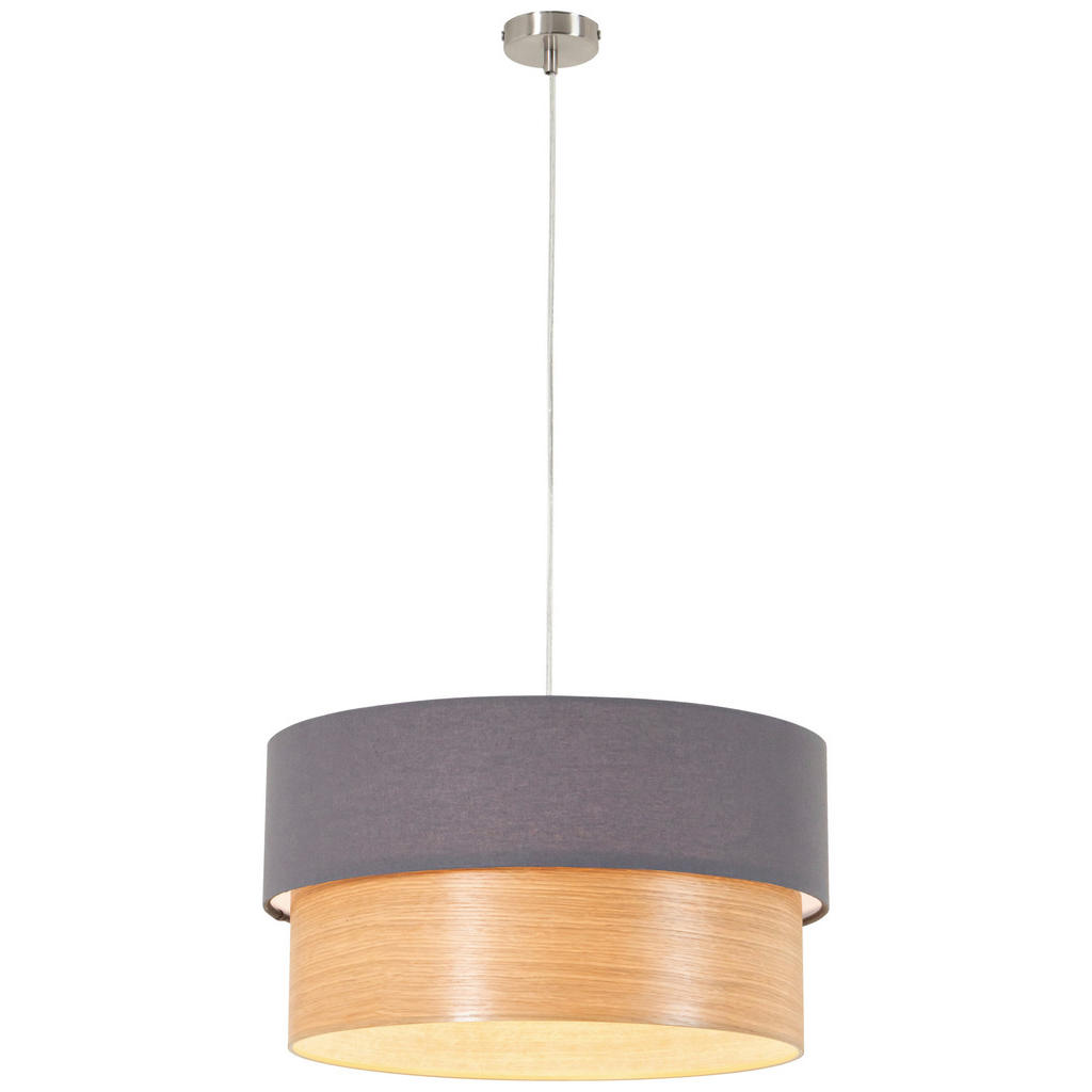 Thumbnail - Novel Hängeleuchte, Anthrazit, Holz, Metall, Kunststoff, Textil, Eiche, furniert, 120 cm, Lampen & Leuchten, Innenbeleuc...