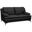 2-SITZER-SOFA Schwarz Echtleder  - Schwarz, Design, Leder/Metall (178/92/98cm) - Novel