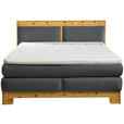 BOXSPRINGBETT 180/200 cm  in Dunkelgrau  - Dunkelgrau, Natur, Holz/Textil (180/200cm) - Linea Natura