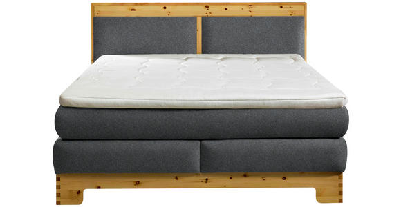 BOXSPRINGBETT 180/200 cm  in Dunkelgrau  - Dunkelgrau, Natur, Holz/Textil (180/200cm) - Linea Natura