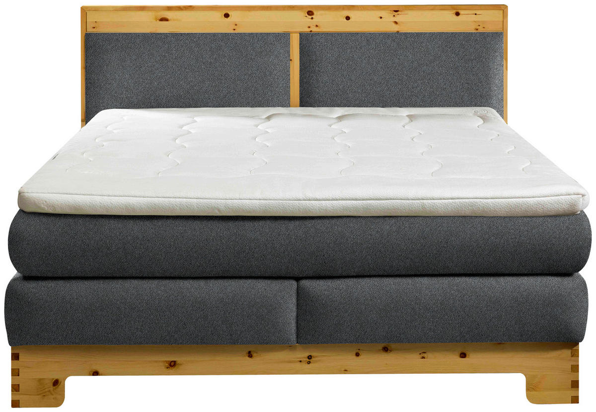 BOXSPRINGBETT 180/200 cm  in Dunkelgrau  - Dunkelgrau, Natur, Holz/Textil (180/200cm) - Linea Natura