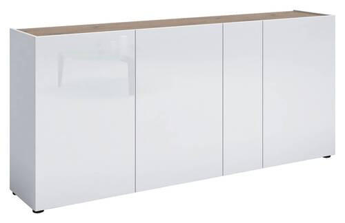 SIDEBOARD 203/92/40 cm  in Eichefarben, Weiß Hochglanz  - Weiß Hochglanz/Eichefarben, Design, Holzwerkstoff/Kunststoff (203/92/40cm) - Xora