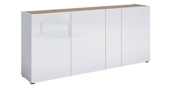 SIDEBOARD Weiß Hochglanz Einlegeböden  - Eichefarben/Weiß Hochglanz, Design, Holzwerkstoff/Kunststoff (203/92/40cm) - Xora