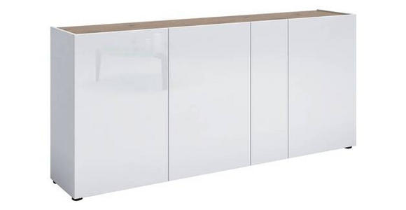 SIDEBOARD Eichefarben, Weiß Hochglanz Einlegeböden  - Weiß Hochglanz/Eichefarben, Design, Holzwerkstoff/Kunststoff (203/92/40cm) - Xora