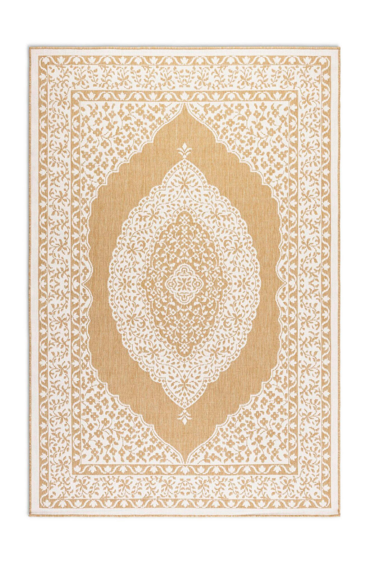 OUTDOORTEPPICH 120/170 cm Gemini Weiß, Honig  - Weiß/Honig, Design, Kunststoff (120/170cm)