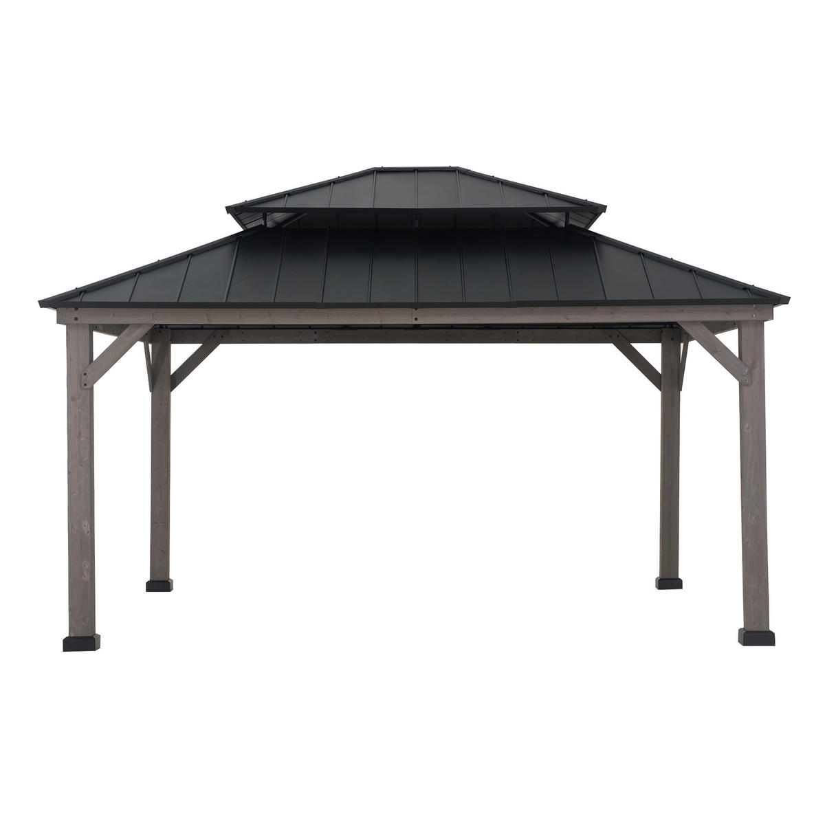 PAVILLON 450/320/390 cm   - Schwarz/Grau, Basics, Holz/Metall (450/320/390cm)