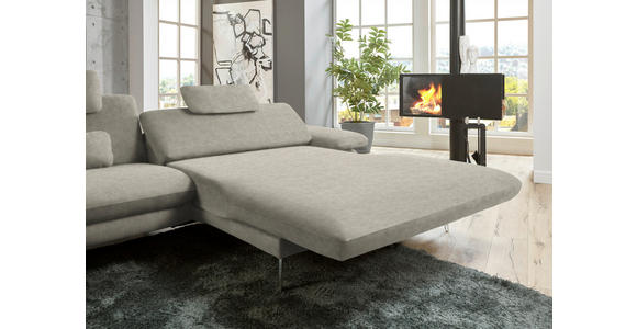 ECKSOFA in Velours Platinfarben 284/184 cm - Platinfarben/Schwarz, Design, Textil/Metall (284/184cm) - Dieter Knoll