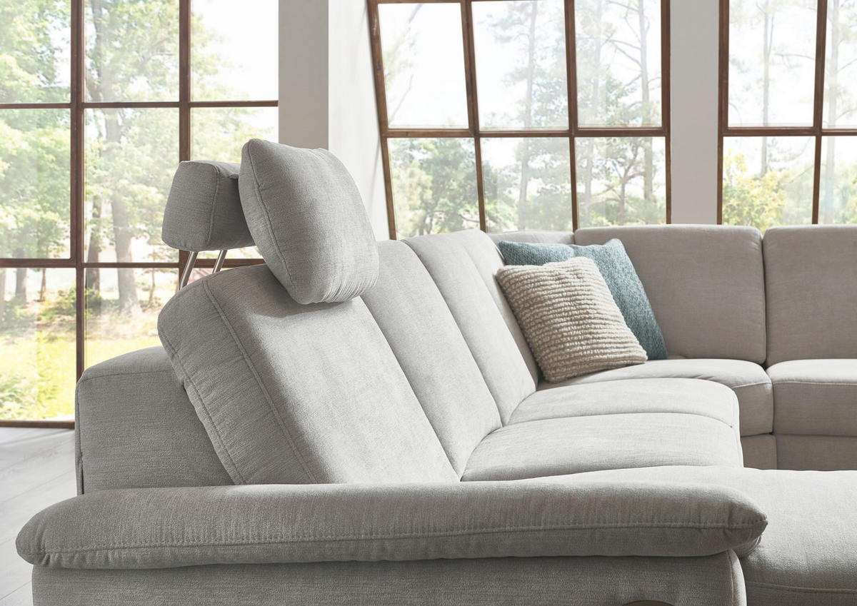 WOHNLANDSCHAFT in Chenille Silberfarben, Hellgrau  - Silberfarben/Hellgrau, Design, Textil/Metall (265/333/170cm) - Dieter Knoll