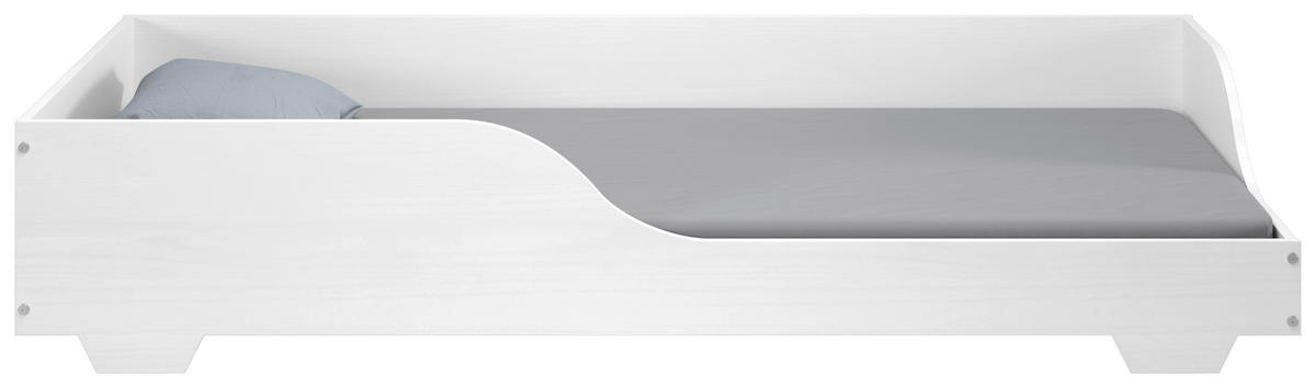 NIZKA POSTELJA 90 cm   x 200 cm  , les, leseni material bela  - bela, Moderno, leseni material/les (90/200cm) - MID.YOU
