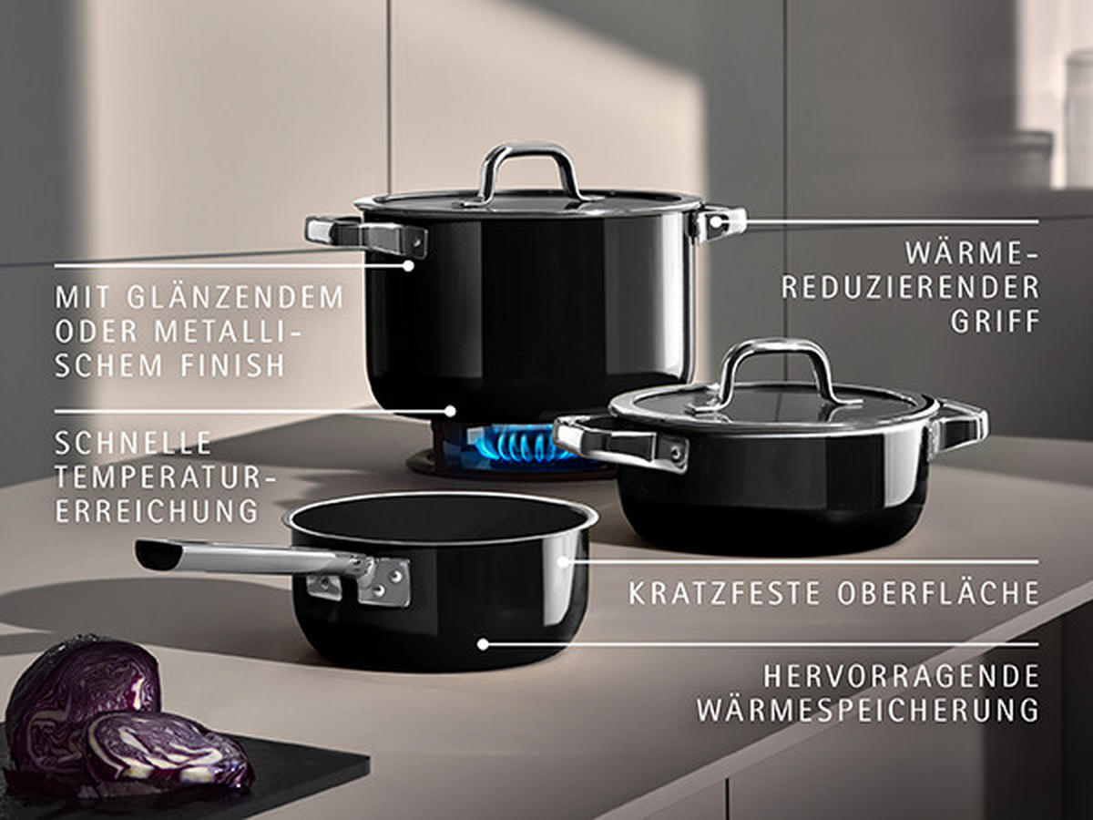 KOCHTOPFSET Fusiontec Mineral Pro 4-teilig  - Schwarz, Basics, Metall (60/30/33cm) - WMF