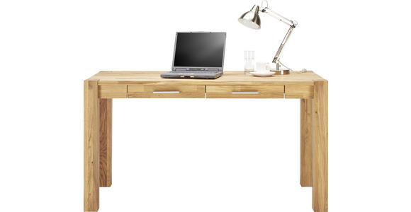 SCHREIBTISCH 140/70/76 cm  in Wildeiche  - Wildeiche/Alufarben, Basics, Holz/Kunststoff (140/70/76cm) - Linea Natura