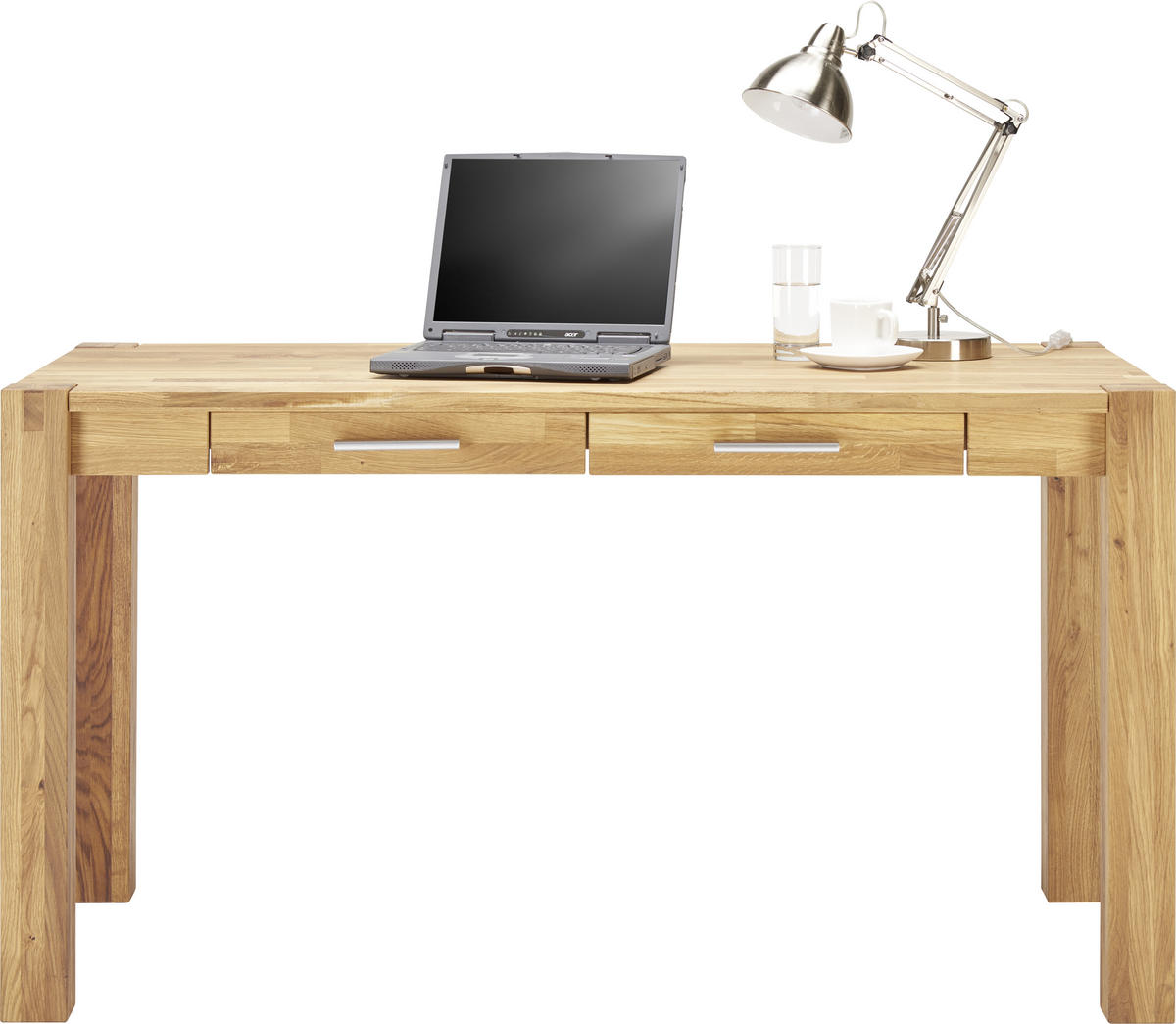 SCHREIBTISCH 140/70/76 cm  in Wildeiche  - Wildeiche/Alufarben, Natur, Holz/Kunststoff (140/70/76cm) - Linea Natura