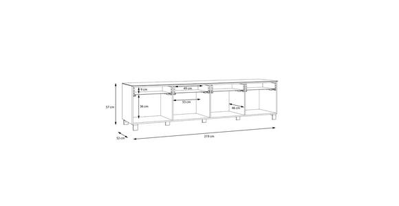 TV-ELEMENT 219,9/57/52,5 cm  - Edelstahlfarben/Champagner, Design, Glas/Holzwerkstoff (219,9/57/52,5cm) - Hom`in