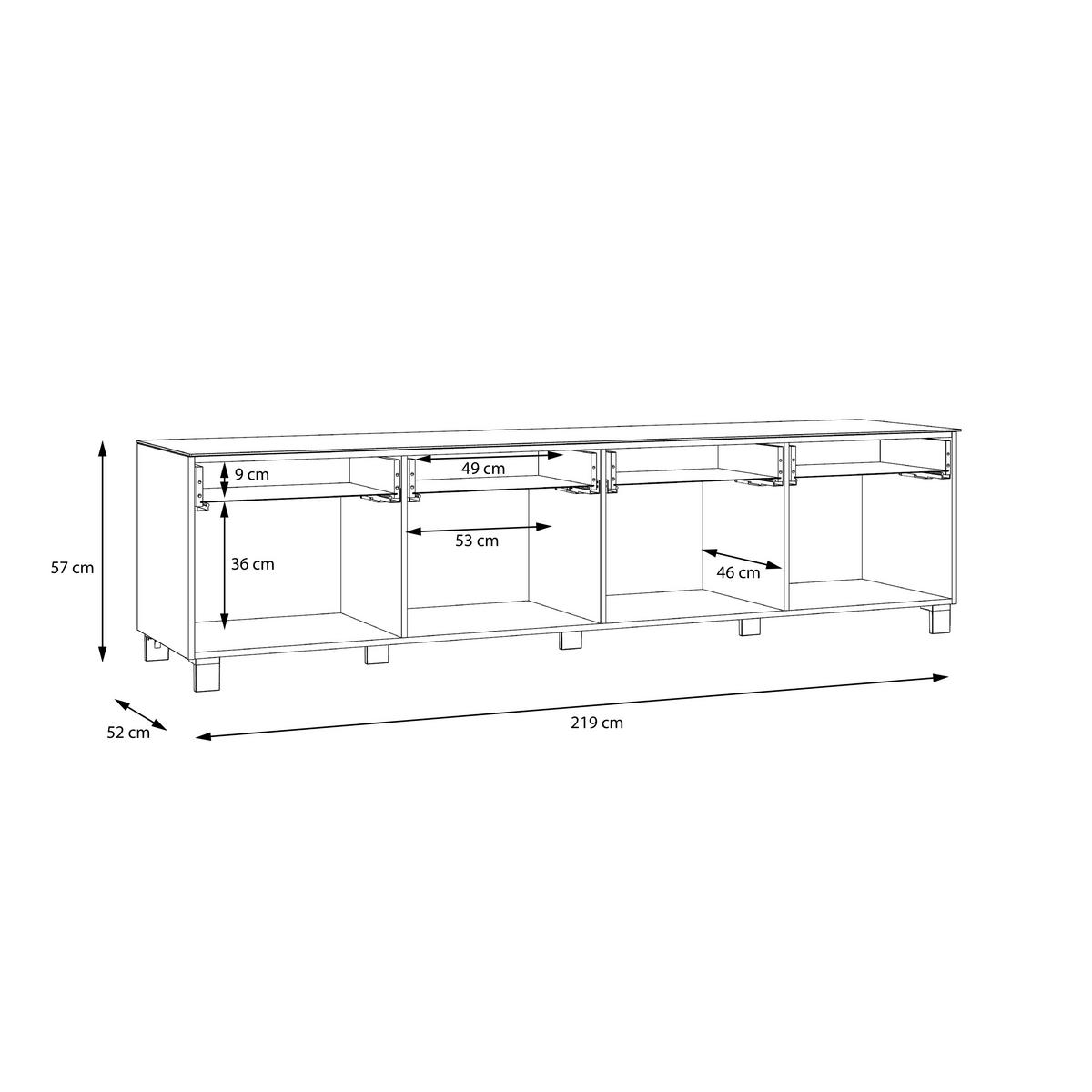 TV-ELEMENT - Edelstahlfarben/Champagner, Design, Glas/Holzwerkstoff (219,9/57/52,5cm) - Hom`in