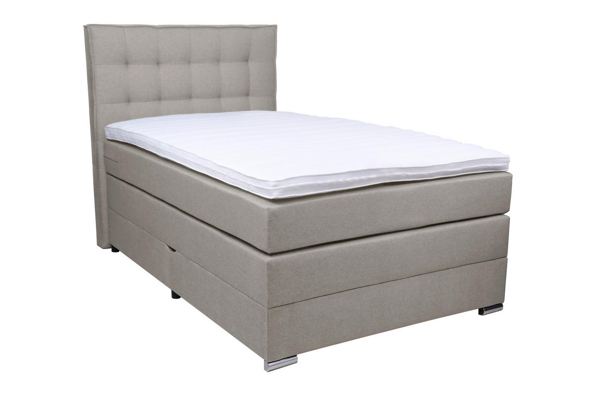 BOXSPRINGBETT 120/200 cm,  in Grau,  - Chromfarben/Schwarz, KONVENTIONELL, Kunststoff/Textil (120/200cm) - Boxxx