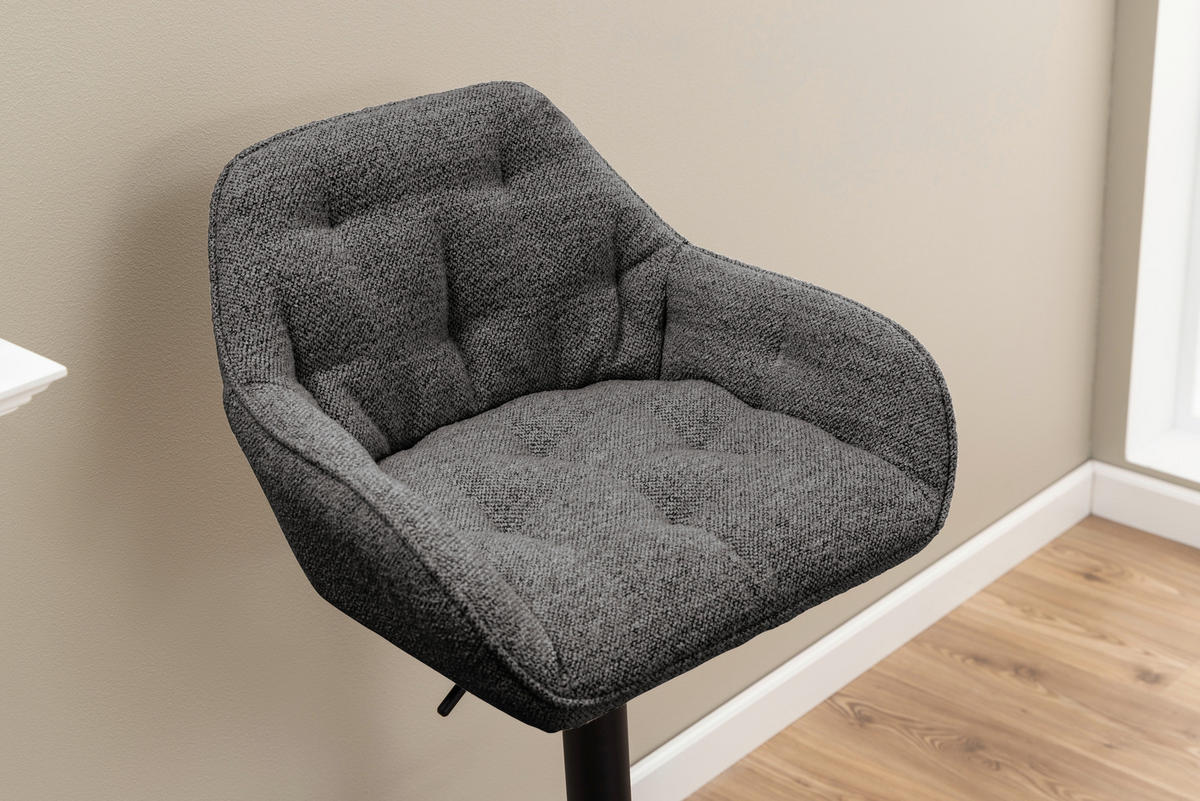 BARHOCKER in Textil Anthrazit  - Anthrazit/Schwarz, Design, Textil/Metall (57/63-84/53cm) - MID.YOU