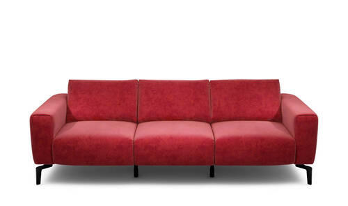 3-SITZER-SOFA in Samt Rot  - Rot/Schwarz, Design, Textil/Metall (250/86/86-94cm) - SENSOO