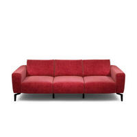 3-SITZER-SOFA in Samt Rot  - Rot/Schwarz, Design, Textil/Metall (250/86/86-94cm) - SENSOO