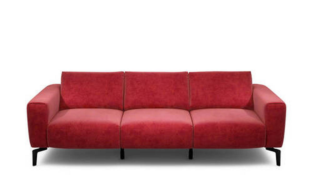 3-SITZER-SOFA in Samt Rot  - Rot/Schwarz, Design, Textil/Metall (250/86/86-94cm) - SENSOO