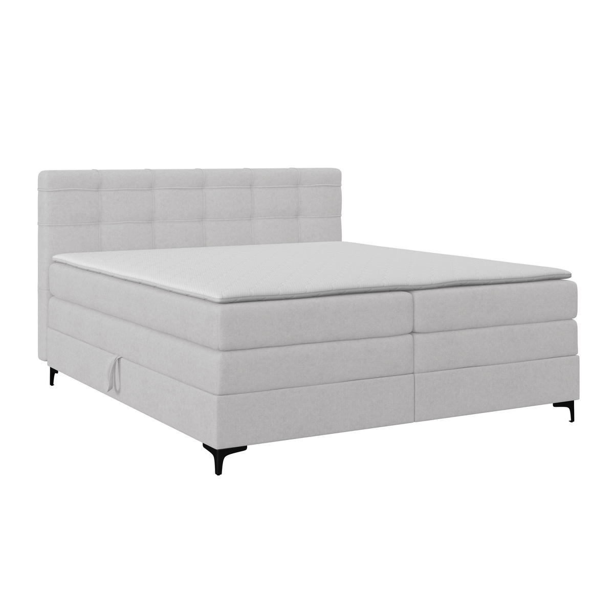 BOXSPRINGBETT 200/200 cm,  in Silberfarben, H3 = fest  - Silberfarben/Schwarz, KONVENTIONELL, Kunststoff/Textil (200/200cm)