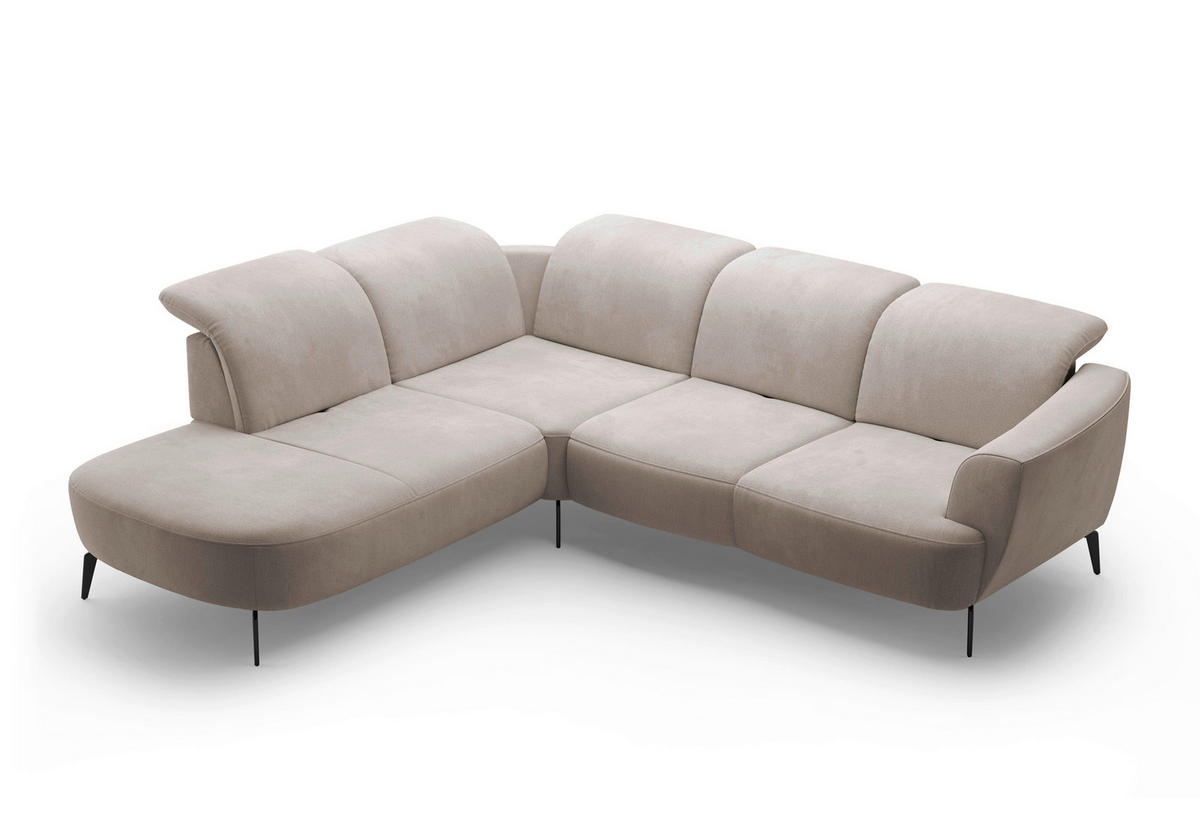 ECKSOFA in Flachgewebe Greige  267/300 cm  - Greige/Schwarz, KONVENTIONELL, Textil/Metall (267/300cm) - Sit & More