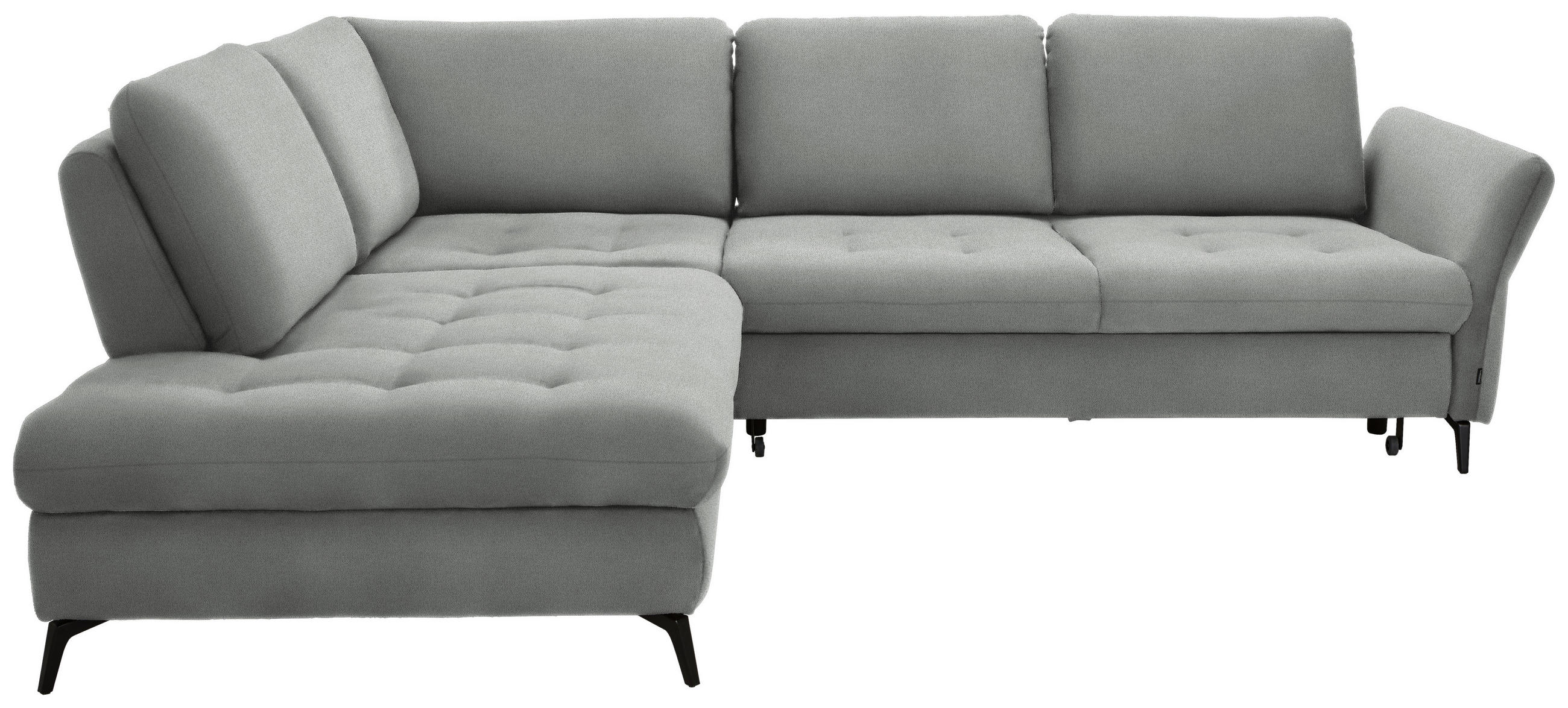 ECKSOFA in Flachgewebe Hellgrau  - Hellgrau/Schwarz, Natur, Textil/Metall (233/288cm) - Valnatura