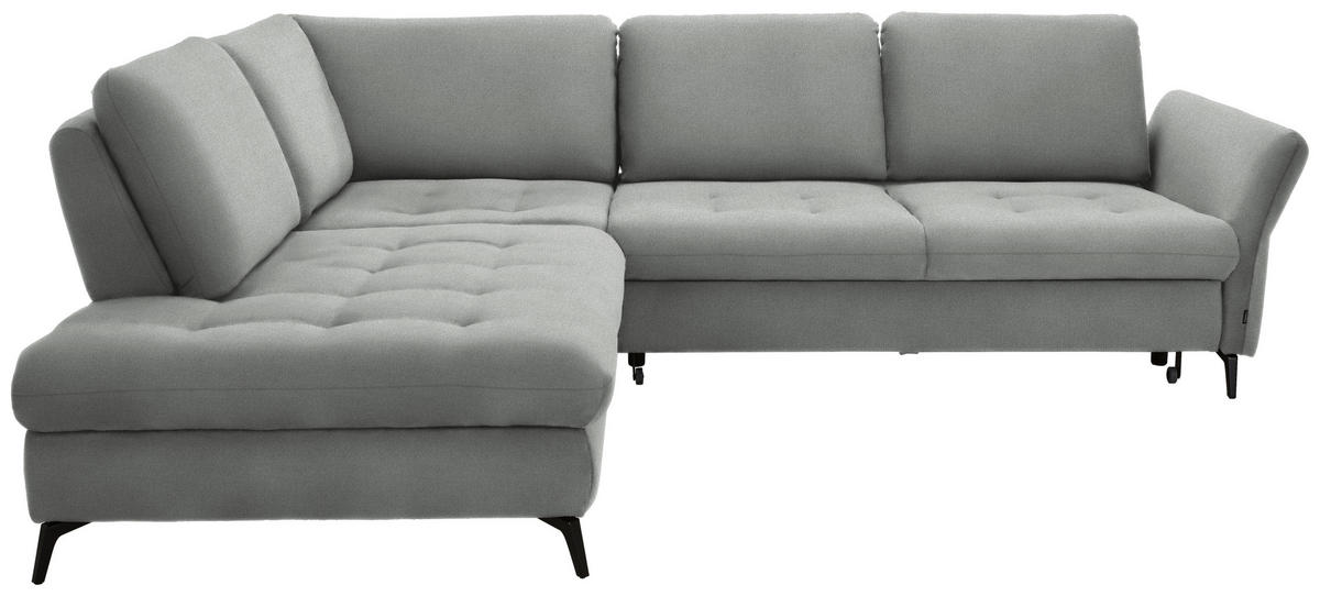 ECKSOFA in Flachgewebe Hellgrau  - Hellgrau/Schwarz, Natur, Textil/Metall (233/288cm) - Valnatura