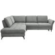 ECKSOFA in Flachgewebe Hellgrau  - Hellgrau/Schwarz, Natur, Textil/Metall (233/288cm) - Valnatura