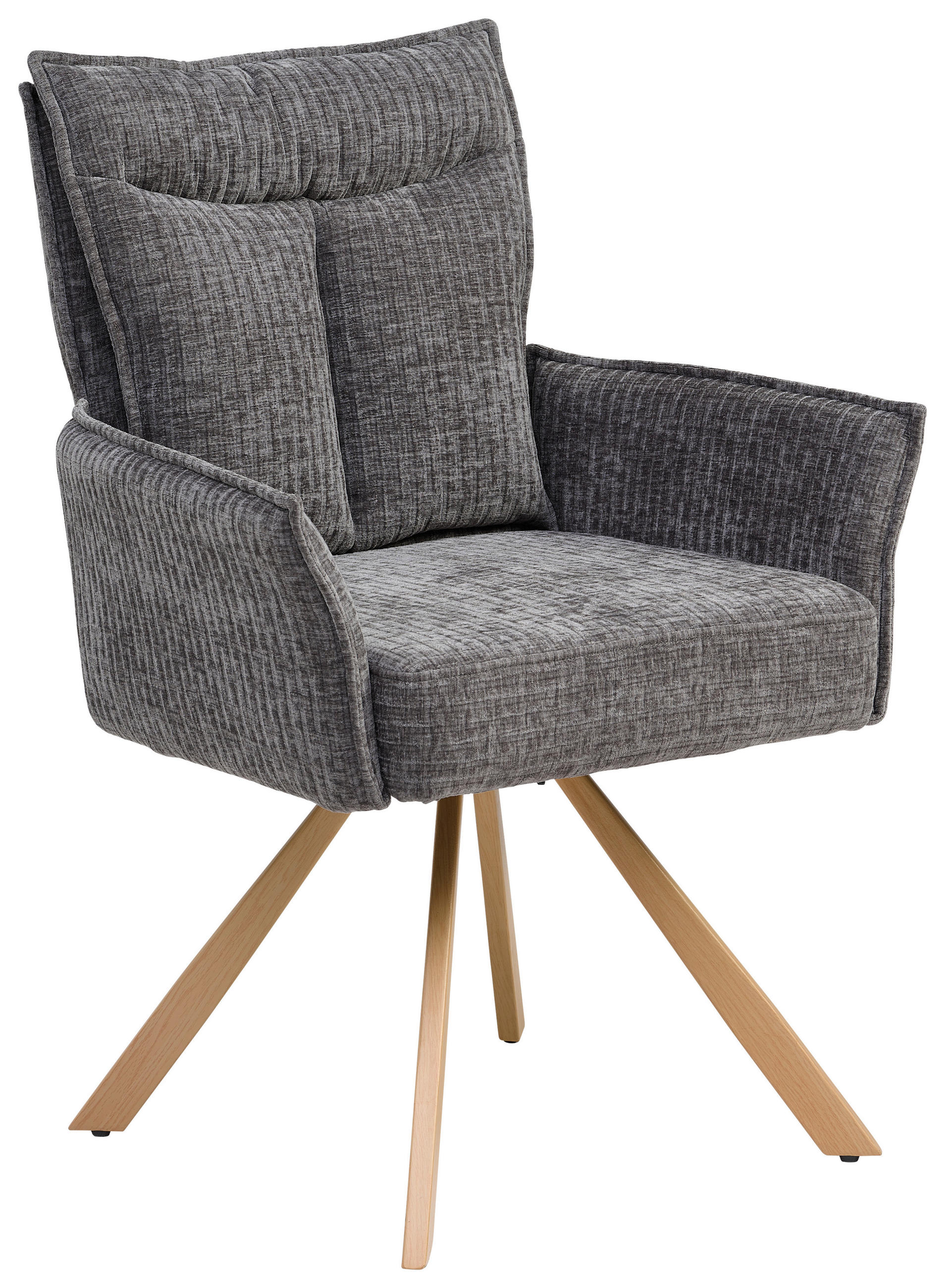 ARMLEHNSTUHL  in Leinenoptik  - Eichefarben/Grau, LIFESTYLE, Holz/Textil (63/91/64cm) - MID.YOU