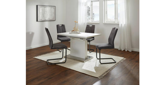 ESSTISCH in Metall, Holzwerkstoff 120-160/80/76 cm - Edelstahlfarben/Weiß, Design, Holzwerkstoff/Metall (120-160/80/76cm) - Carryhome