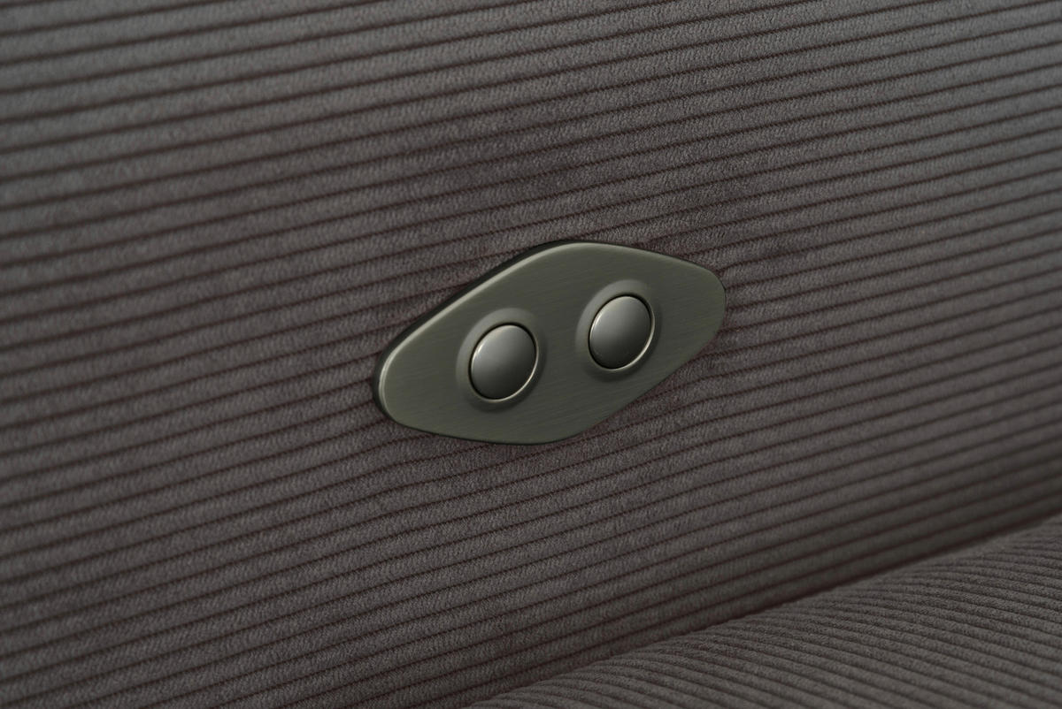 ECKSOFA Grau Feincord  - Schwarz/Grau, Design, Textil/Metall (280/205cm) - Xora