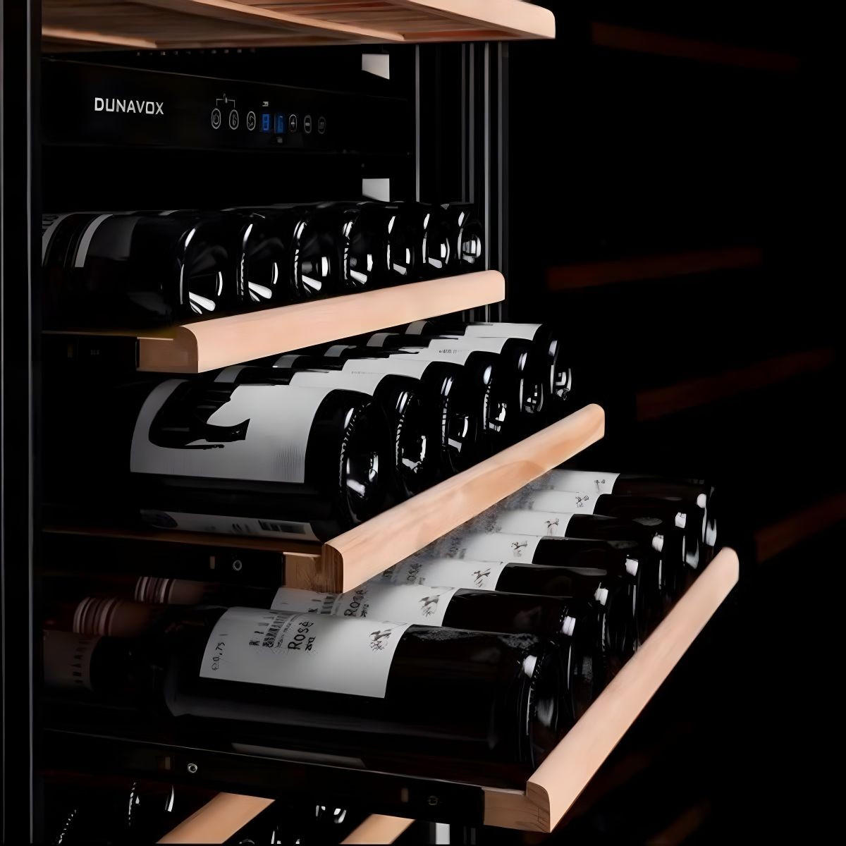 WEINKÜHLSCHRANK DX-181.490DBK  - Schwarz, Basics, Glas/Holz (65,5/183,5/68cm)