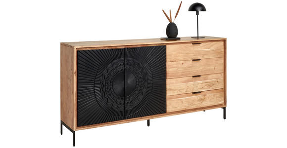 SIDEBOARD 175/90/40 cm - Schwarz/Akaziefarben, Design, Holz/Metall (175/90/40cm) - Ambia Home
