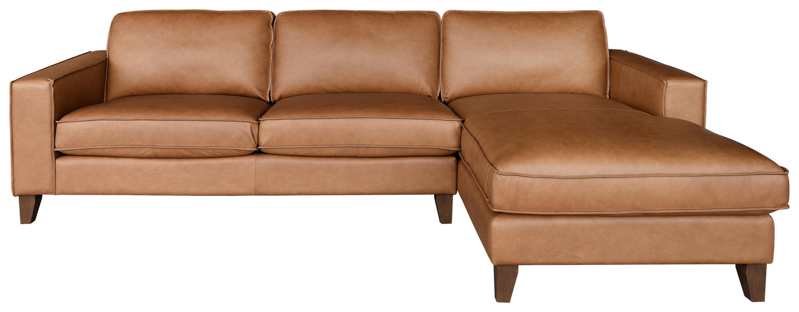 ECKSOFA  in Echtleder Cognac  266/167 cm  - Cognac/Dunkelbraun, LIFESTYLE, Leder/Holz (266/167cm) - Landscape