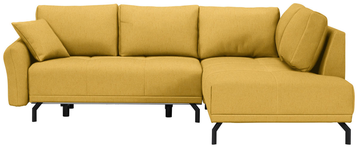 ECKSOFA in Webstoff Gelb  250/191 cm  - Gelb/Schwarz, Design, Textil/Metall (250/191cm) - Carryhome