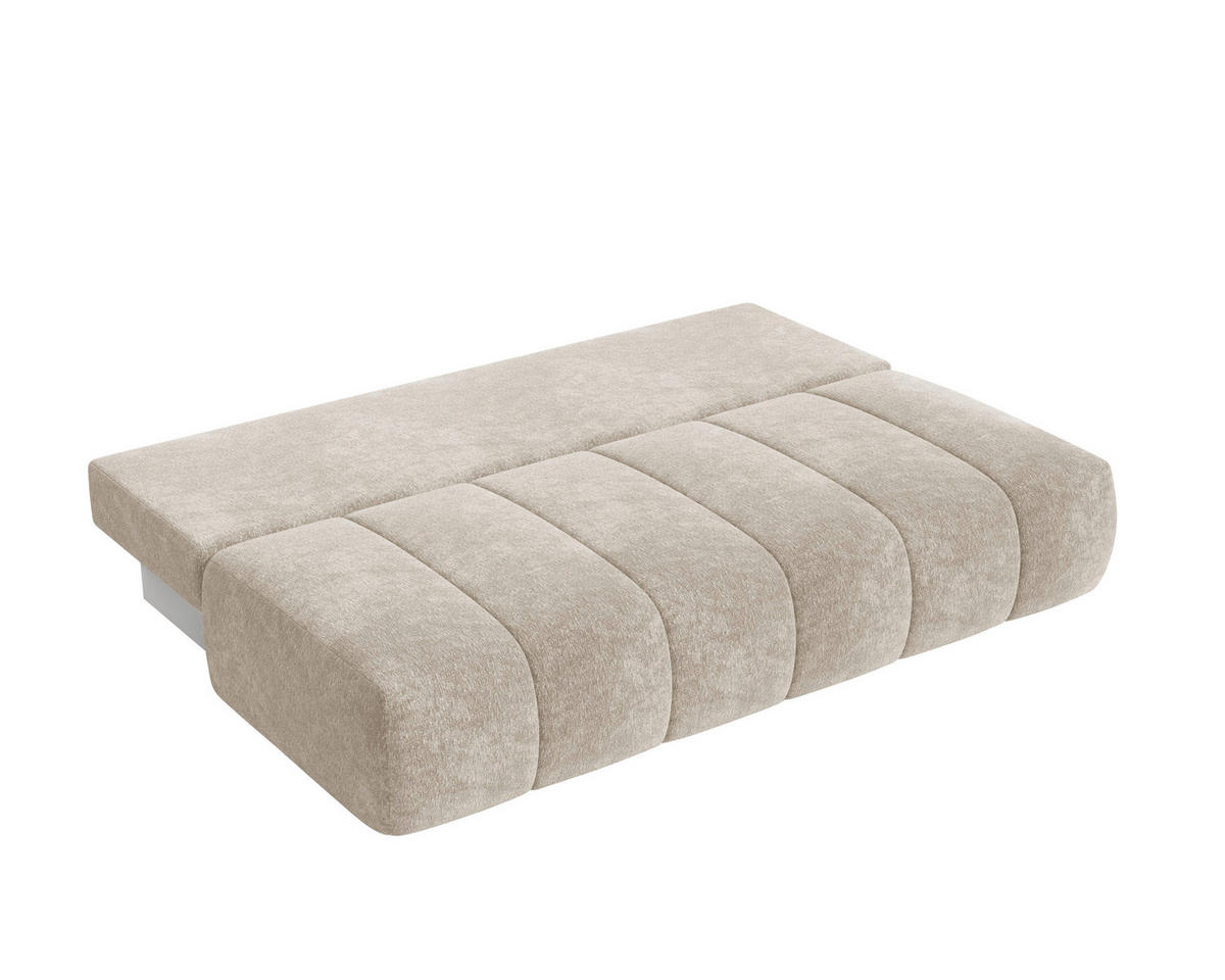 SCHLAFSOFA Chenille Beige  inkl. Zierkissen, Rückenkissen, Bettkasten, Schlaffunktion, Rücken echt, Liegefläche im Originalstoff  - Beige/Schwarz, MODERN, Kunststoff/Textil (210/88/104cm) - Milino