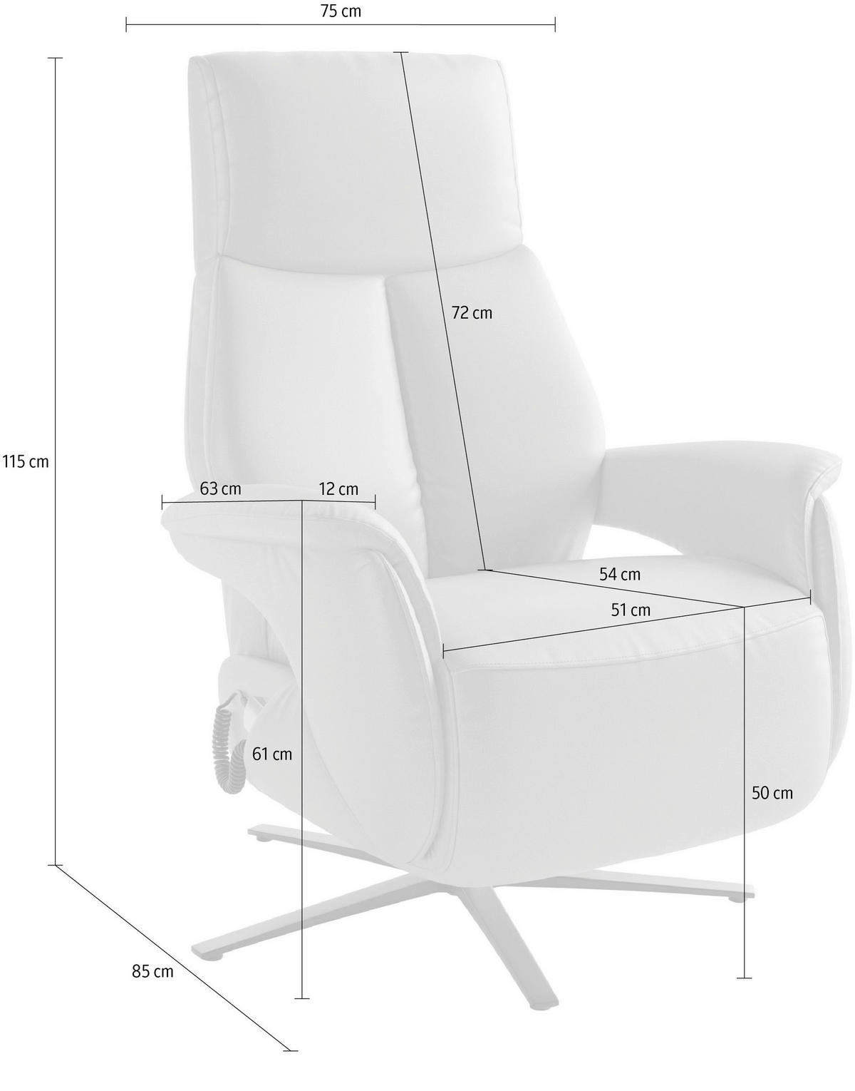 RELAXSESSEL TV LAZY E M2 Chenille Kopfteilverstellung, Rücken echt    - Anthrazit/Silberfarben, Basics, Textil/Metall (75/115/85cm) - Sit & More